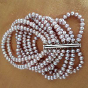 Pearl Bracelet - Pale Pink -  7 3/4 inches total length